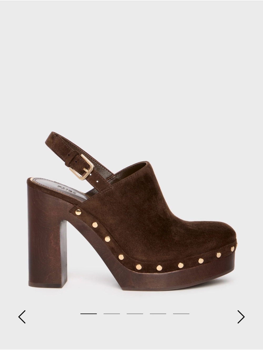 PAIGE Marcela Brown Suede Studded Platform Slingback Clog Heel